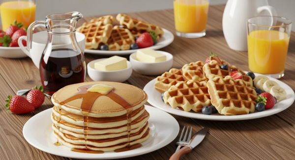 Les pancakes et les waffles : une tradition gourmande du petit-déjeuner américain
